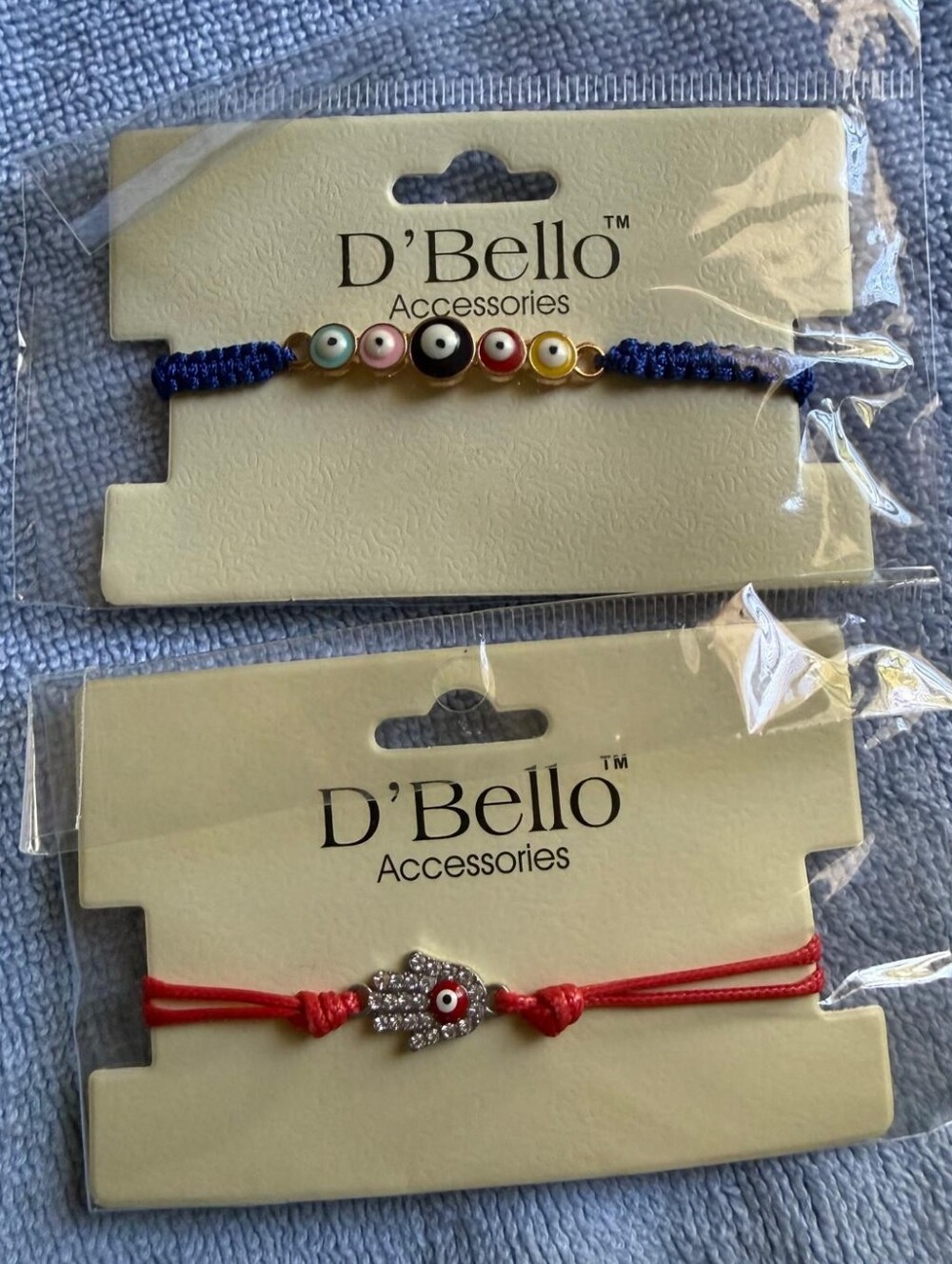 Multicolor Bead & Red Hamsa Charm Bracelet Set